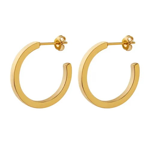 FXET461 Italian magazine C-shaped opening elegant earrings jewelry plated with 18K real gold