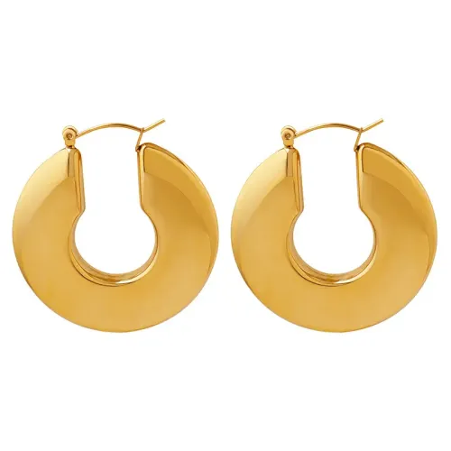 FXET55 U -shaped earrings plated 18K gold stainless steel women's jewelry