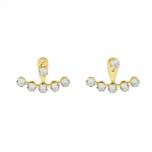 FXET504 Three-hole adjustable zircon inlaid earrings plated with 18k real gold ear jewelry