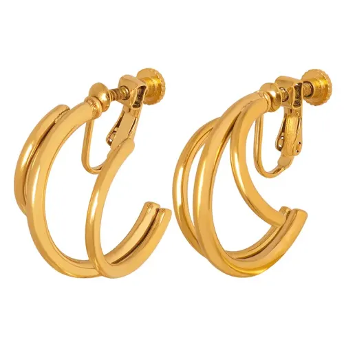 FXET266 Ear -no -pierced ear clip geometric irregular symmetry C -shaped ear decoration 18K gold