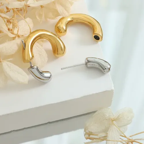 FXET182 Two -color stitching C -shaped earrings earrings and earrings