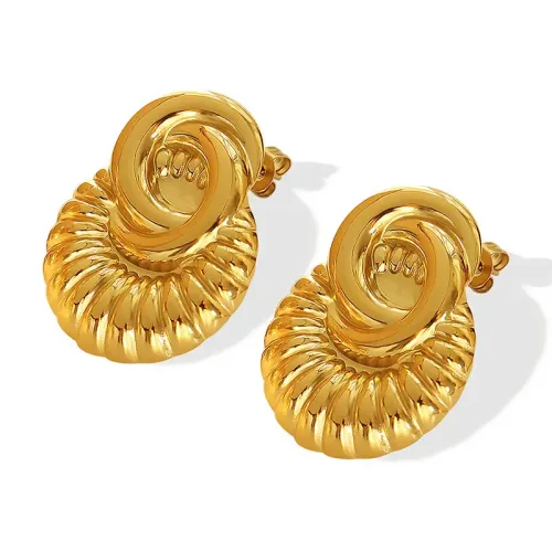 FXET679 Unisex Cameo Earrings 18K Gold Plated Jewelry
