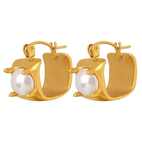 FXET75 Pearl U -shaped Small Fang Circle Earrings Earrings Wholesale Women