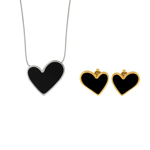 FXET147 Diablo Yakli Love Pendant Campus Ear Ring Set