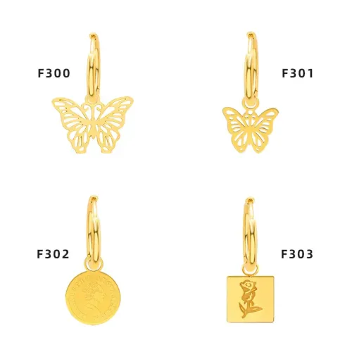 FXET506 Butterfly Portrait Rose Earrings Earrings Plated 18k Real Gold Earrings Jewelry