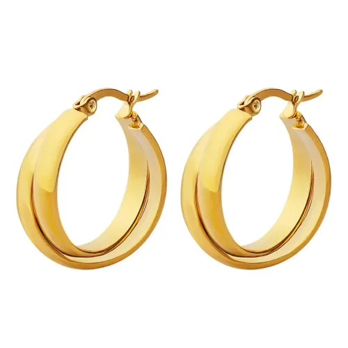 FXET29 Double -spelling U -shaped earrings Plated 18K gold ear decoration women