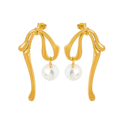 FXET326 Geometric bundle -shaped earrings glass color bead pendant ear accessories