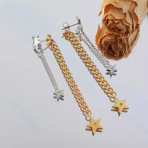 FXET361 Long Star Flush Earrings Goddess Korean Earrings Trip