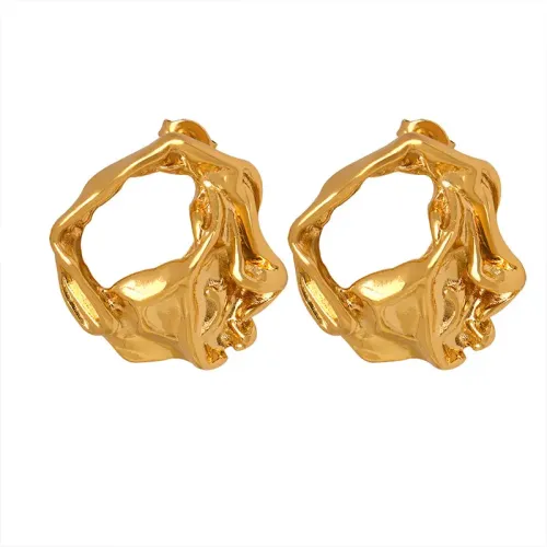 FXET322 Hollow pressing fold -shaped earrings without fading