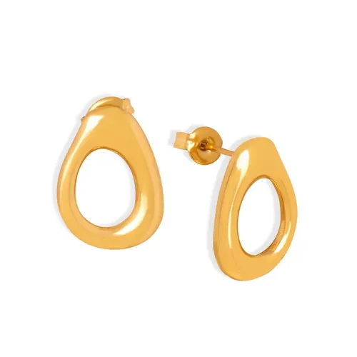 FXET415 Geometric drop-shaped hollow pendant electroplated 18K gold earrings
