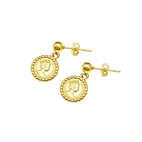 FXET753 Queen Portrait Stud Earrings 18k Gold Earrings