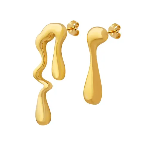 FXET70 Alien asymmetric earrings Plated 18K gold earrings