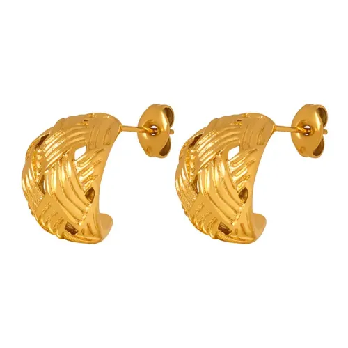 FXET89 Oval earrings High -quality wholesale woven shape hollow earrings