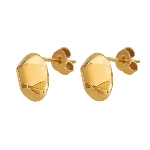 FXET478 Small polygonal stud minimalist earrings plated with 18K gold