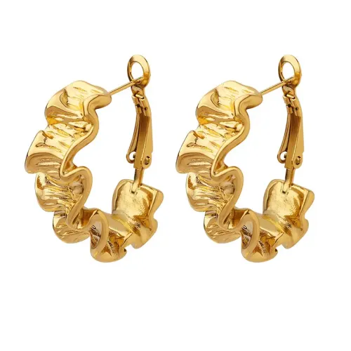 FXET17 Geometric fold texture earrings gold -plated ear buckle ear decoration