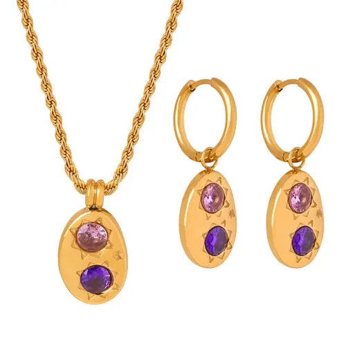 FXET52 Emperor Queen Mother Oval Mangxing inlaid Embarrite Ear Ear Circle Necklace Set