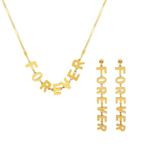 FXET728 Jewelry English letters eternity necklace 18k gold jewelry set earrings