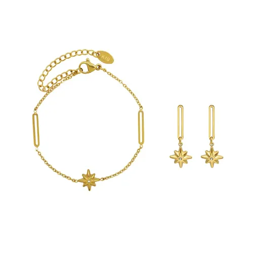 FXET725 Eight-pointed star pendant bracelet 18k gold earrings earrings jewelry set