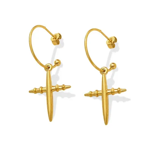 FXET493 Cross earrings for women 18K gold plated ear jewelry