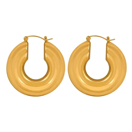 FXET579 Large disc earrings hollow U-shaped stainless steel gold-plated earrings