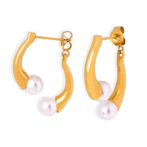 FXET175 Asymmetric imitation pearl earrings earrings