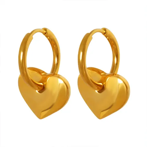 FXET146 Stainless steel ear ring love earrings 18K gold heart pendant earrings women's earrings