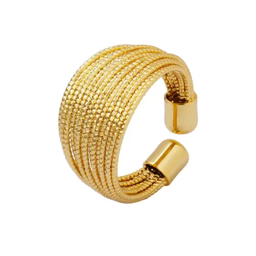 FXET7 Open geometric multi -layer line semi -circle ring women's gold -plated jewelry