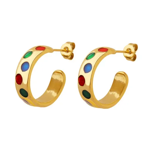 FXET337 Egyptian Founded C -shaped drop oil earrings plated 18K gold earrings jewelry