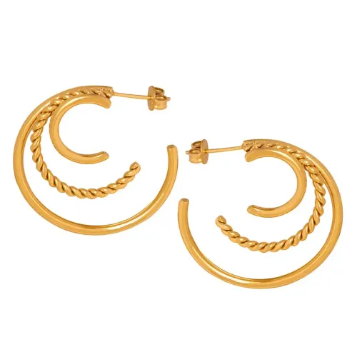 FXET311 Ear -plated 18K gold C -shaped earrings