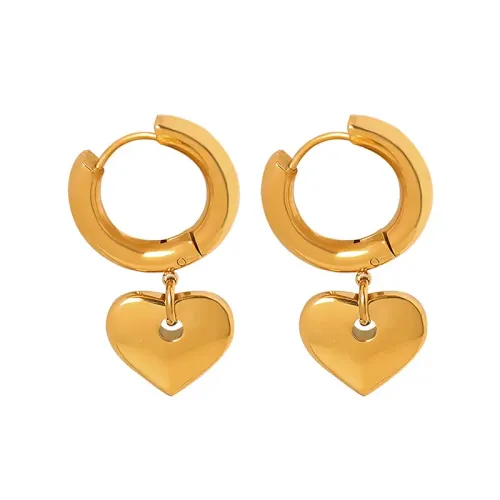 FXET328 Geometric peach pendant earrings stainless steel plating 18K gold ear buckle ear decoration