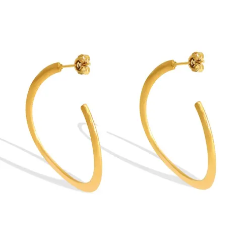 FXET686 Brushed handmade large hoop C-shaped earrings for women 18k gold earrings