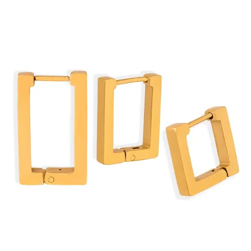 FXET294 Rectangular geometric ear buckle gold -plated earrings