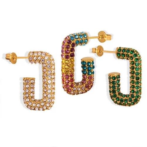 FXET78 Plastic multi -color Czech diamond geometric G type dopamine earrings
