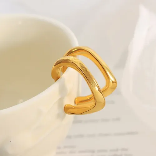 FXET468 Geometric minimalist circle glossy irregular C-shaped earrings plated with 18K gold ear jewelry
