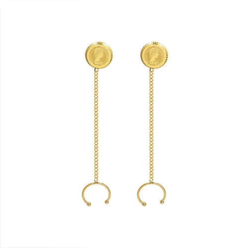 FXET741 Women's earrings faces slimming ehooks tassel queen moon earrings