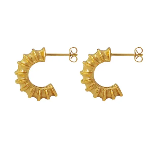 FXET648 Threaded C shape earrings gold plated high quality earrings manufacturer