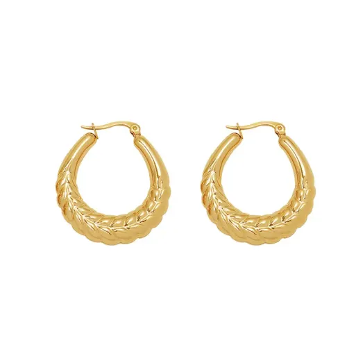 FXET694 Hip-hop U-shaped geometric earrings plated 18k real gold ear jewelry for women