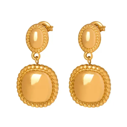 FXET66 Electro -plated literary ears bread bread block medium earrings