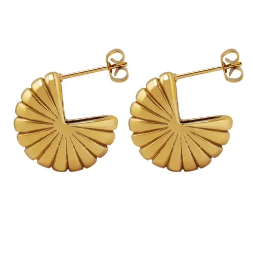 FXET344 Fan -shaped threading earrings female gold -plated ear -plated ear plating