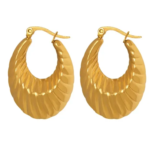 FXET437 U-shaped plaid earrings gold-plated non-fading earrings