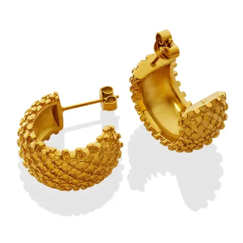 FXET350 diamond C shaped earrings gold plated plating