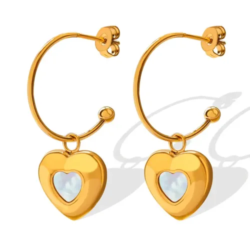 FXET669 Accessories geometric C-shaped earrings heart pendant earrings