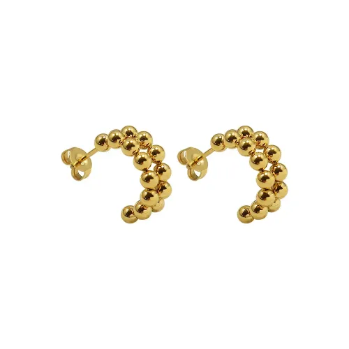 FXET371 Jewelry double -layer small steel ball ball balls earring earrings female earrings plated 18K gold
