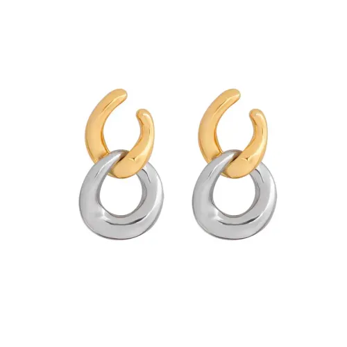 FXET561 Attractive double ring detachable earrings plated 18k real gold earrings wholesale