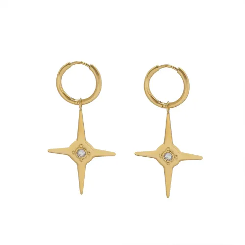 FXET520 Hip Hop Zircon Star Earrings Plated 18k Gold Stud Earrings Jewelry