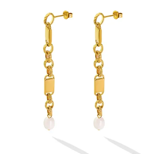 FXET684 Face slimming earrings geometric freshwater pearl stitching earrings jewelry
