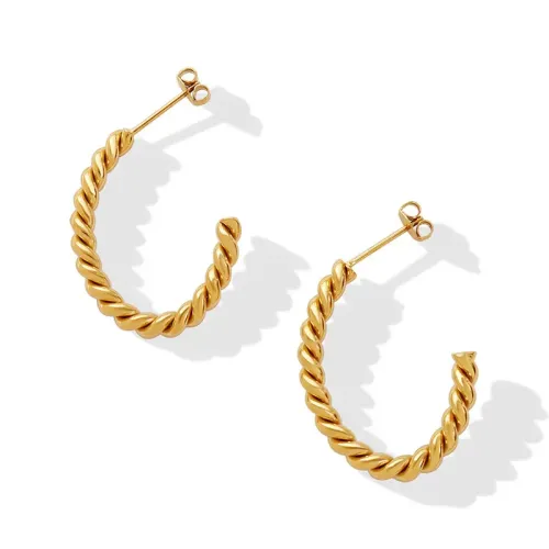 FXET498 Twist C-shaped earrings 18K gold plated non-fading earrings
