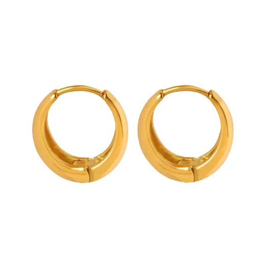 FXET444 Electroplated 18K gold minimalist round earrings geometric earrings