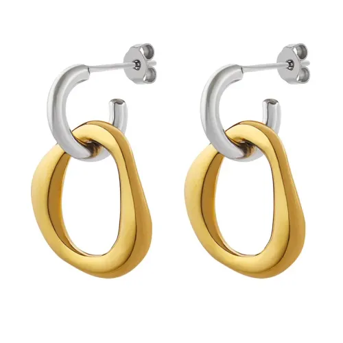 FXET464 Party evening geometric contrast earrings gold-plated ear jewelry