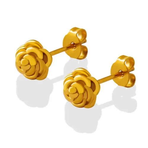 FXET18 Minimalist gold -plated rose blossoming earrings Xiaoxiang cute earrings accessories